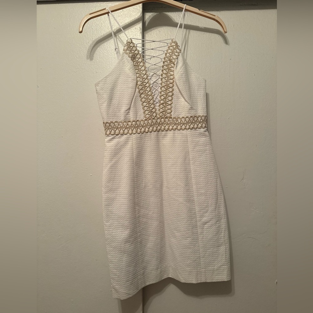 Lilly Pulitzer White and Gold Backless Dress NWT